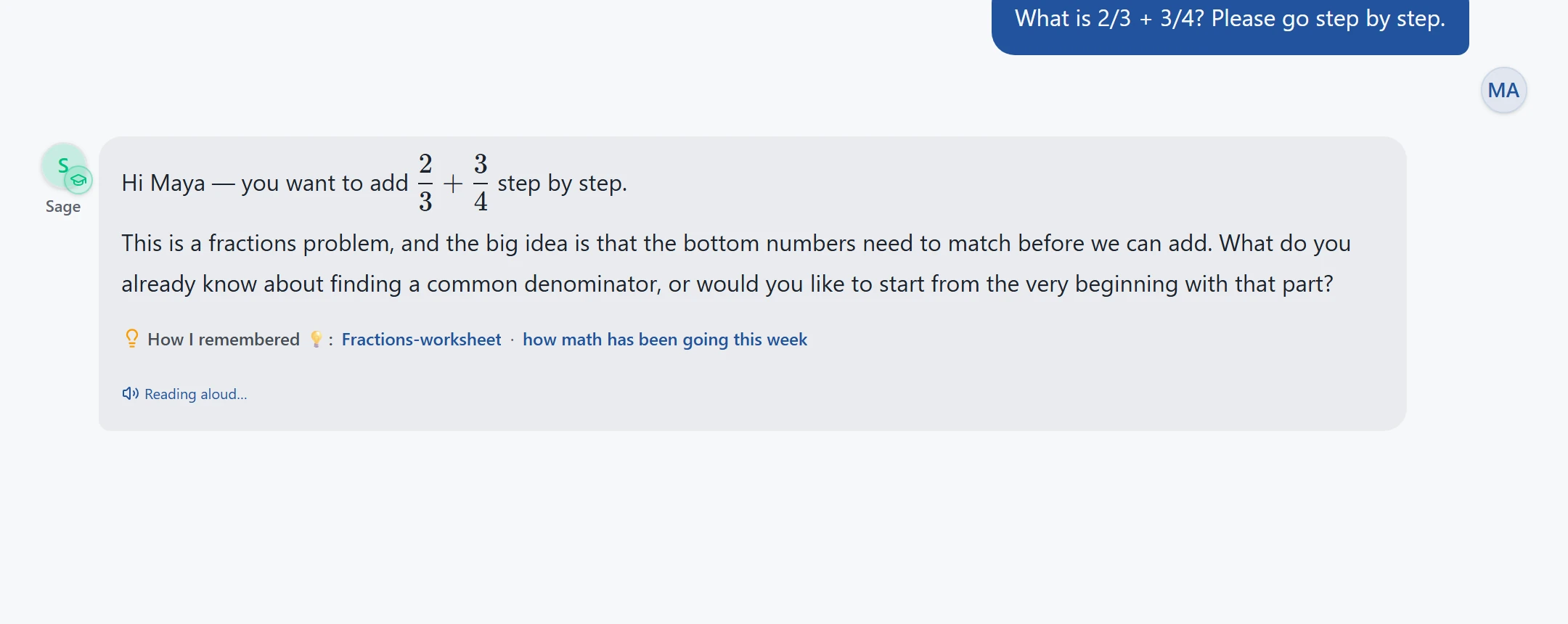 Tutor explaining why we need a common denominator