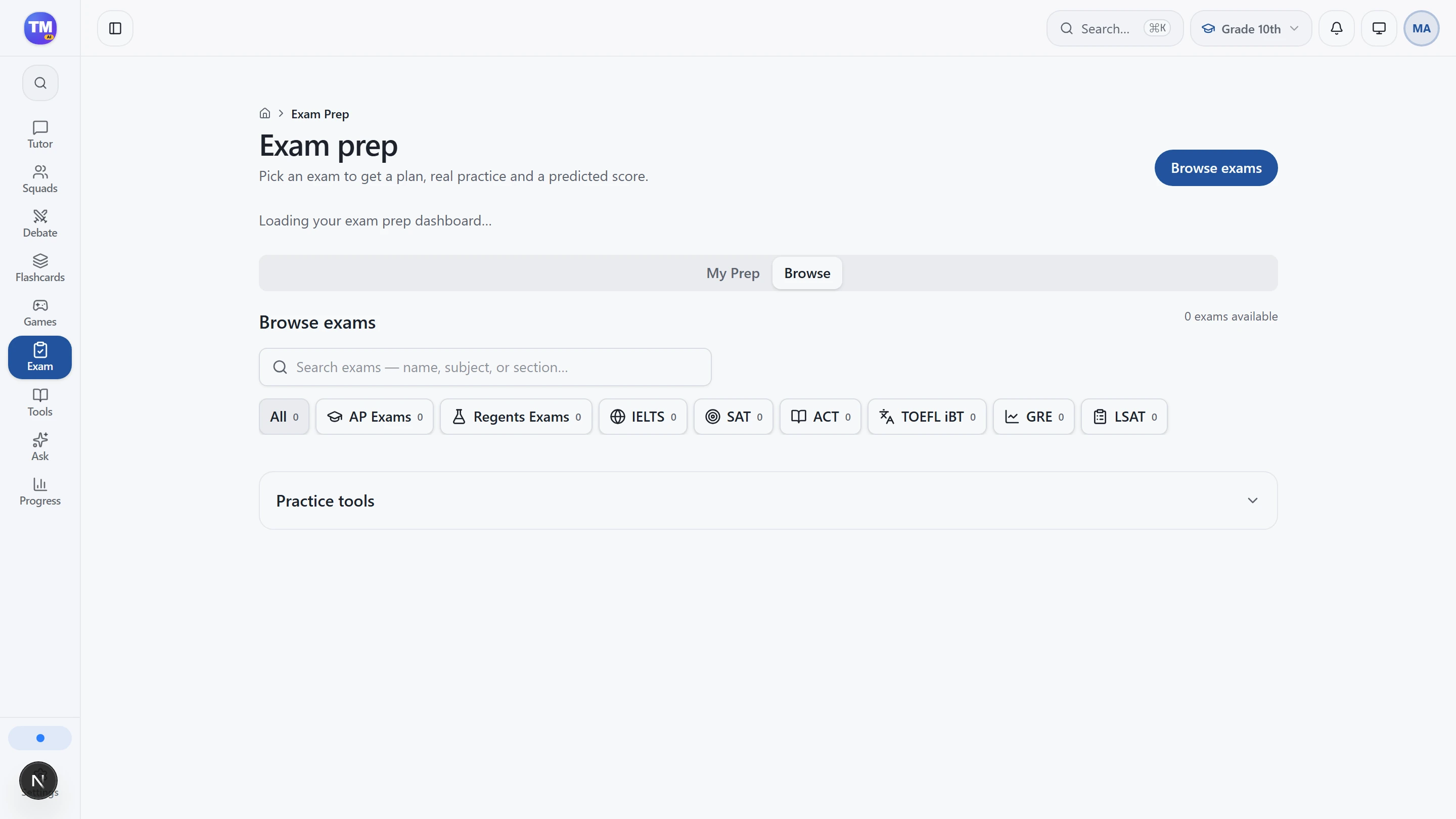 Exam Prep hub
