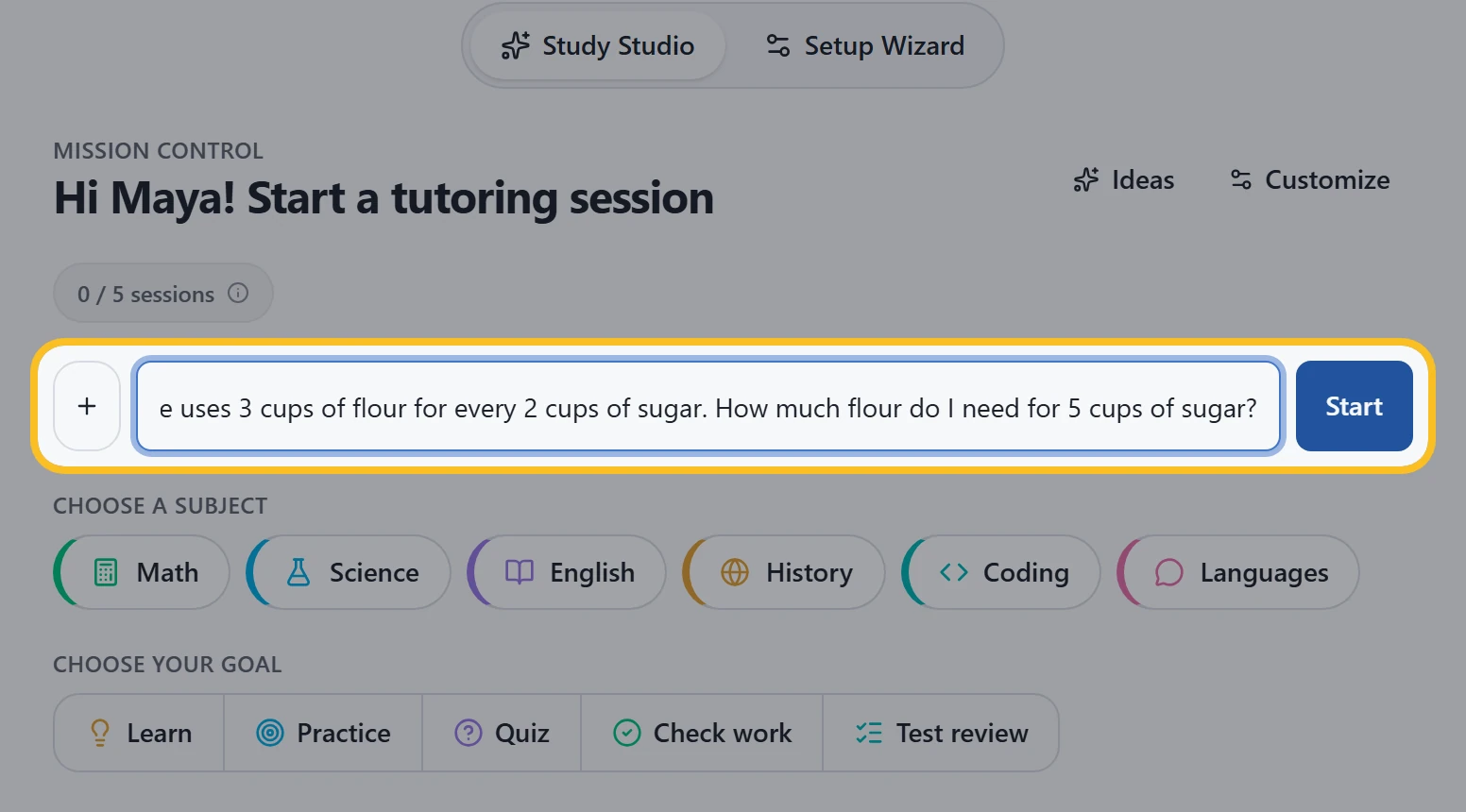 Typing the recipe ratio question
