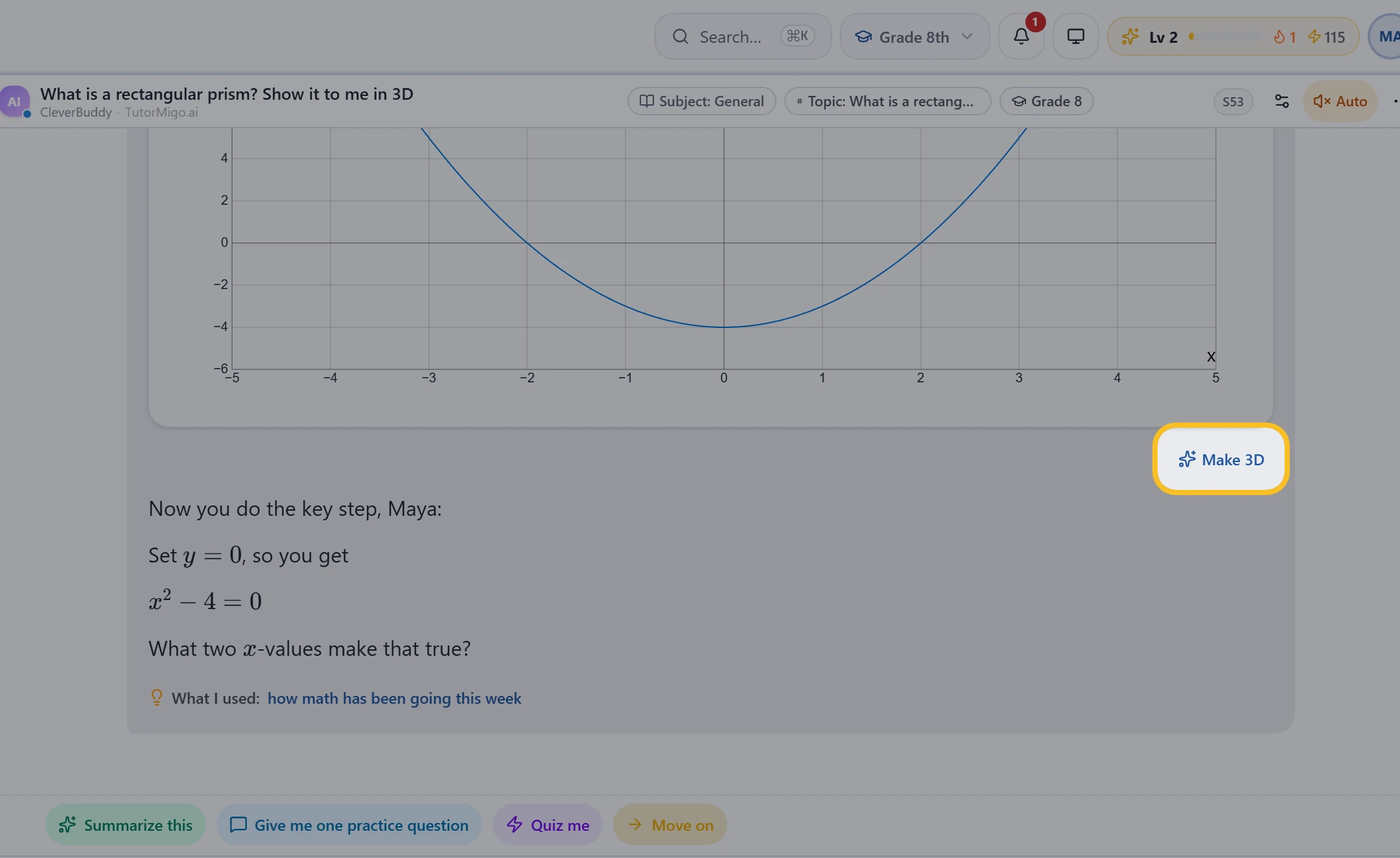 Graph with the Make 3D button