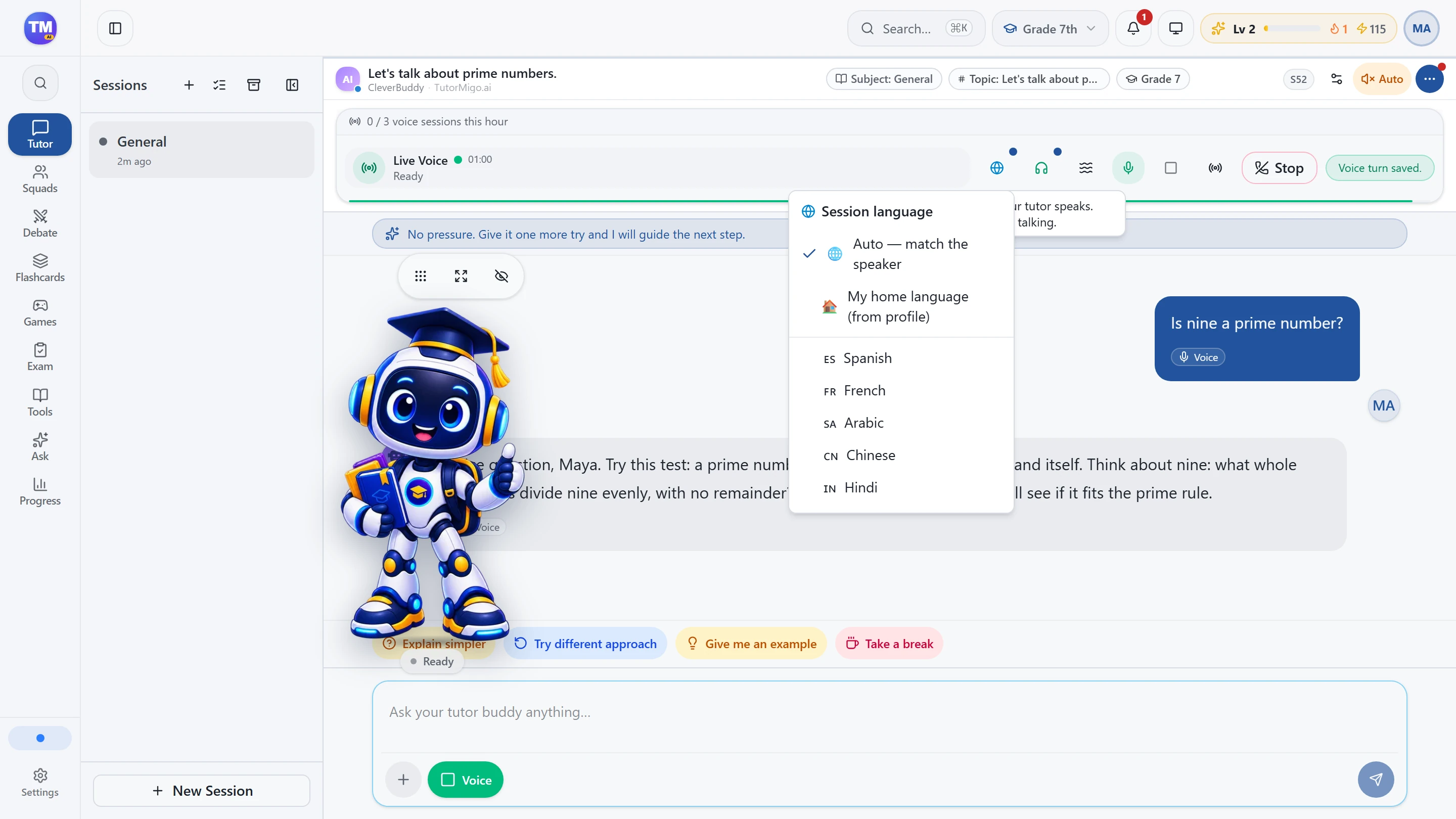 Voice language drawer
