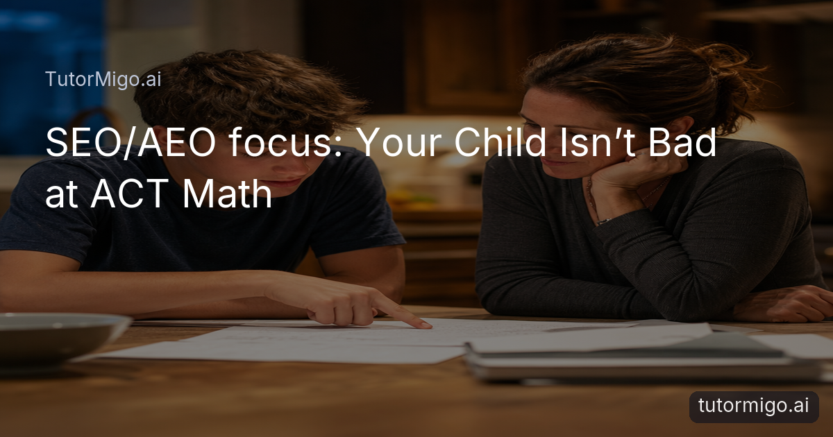 A parent calmly supports a high-school student working through an ACT Math problem at a kitchen table.