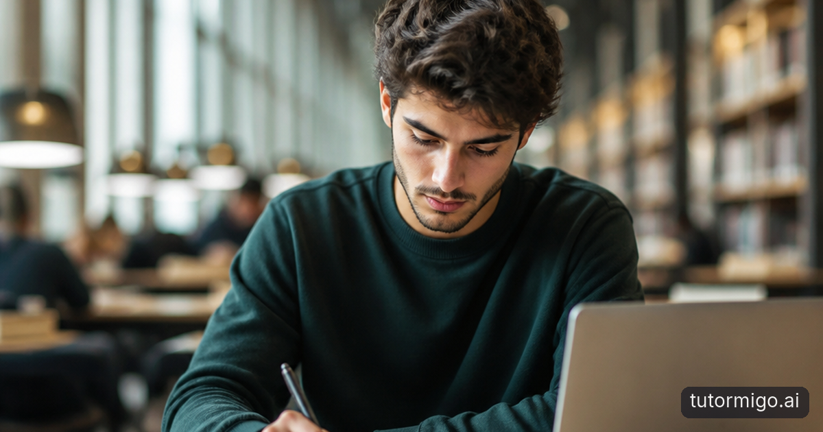 Two study partners explain their reasoning over notebooks at a kitchen table beside a tablet, a solar-system model, and language picture cards.