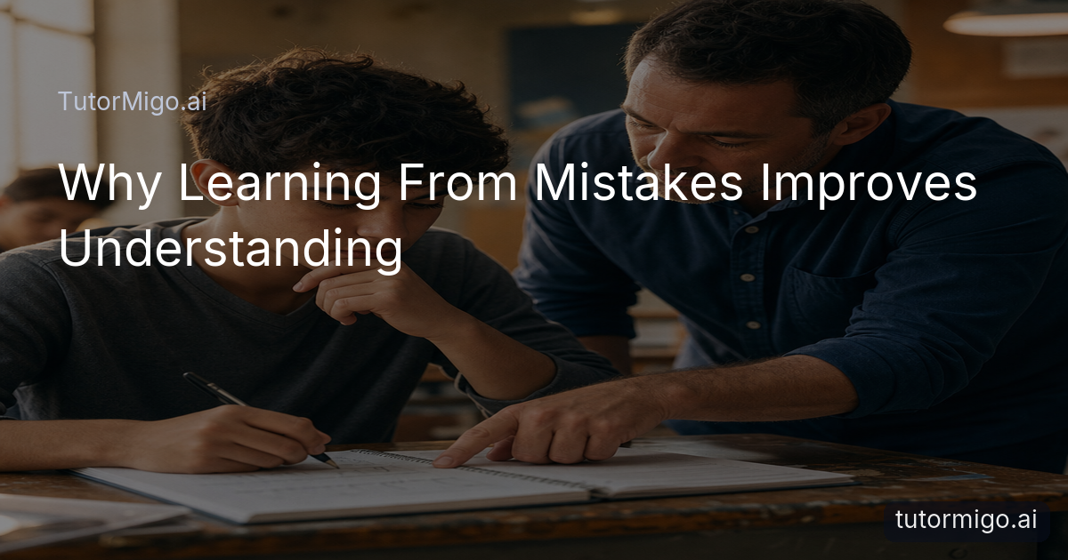 A student and teacher review a wrong answer together and trace where the reasoning changed direction.