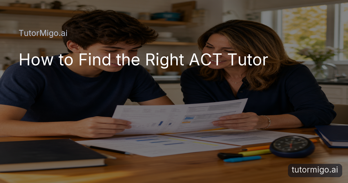 A high-school student and parent compare ACT practice results and a study plan at a kitchen table.