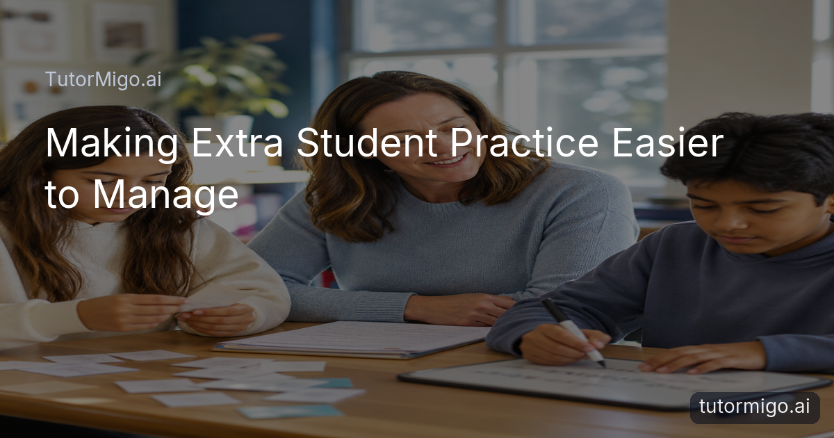 A teacher supports two students using flashcards and a small whiteboard for targeted practice in a bright classroom.