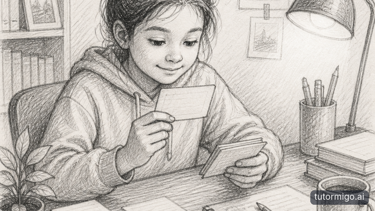 Illustration: Practice Active Recall with Flashcards, Practice Questions, and TutorMigo Benefits