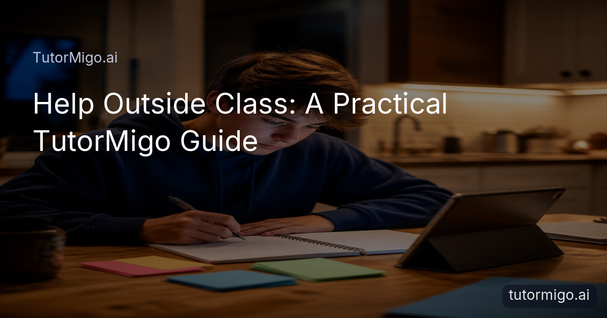 A student studies a difficult algebra problem at a kitchen table with notes, flashcards, and a tablet nearby.