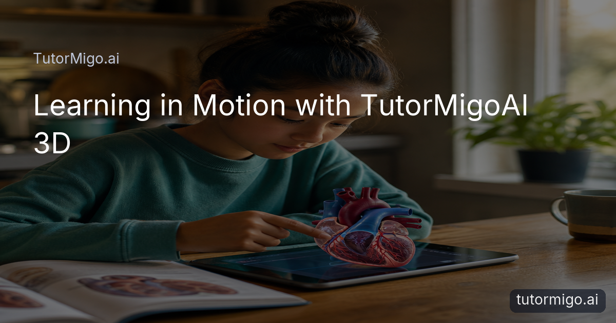 A student explores a three-dimensional human heart model beside an open science textbook.