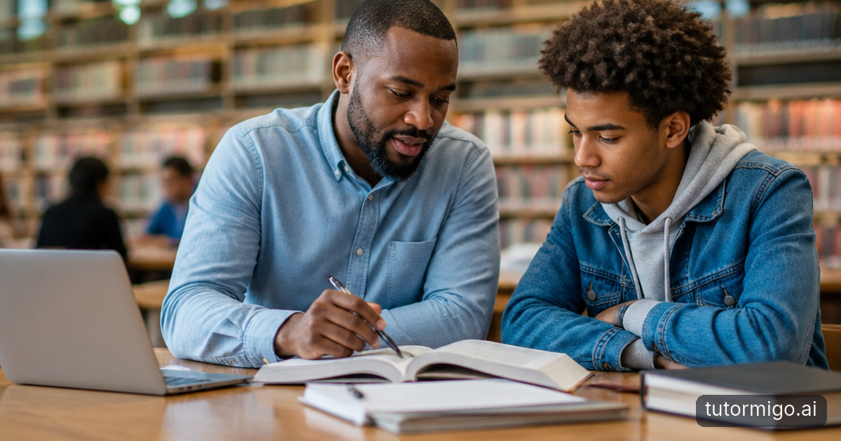 A student and adult learner review handwritten study plans together at a sunlit kitchen table.