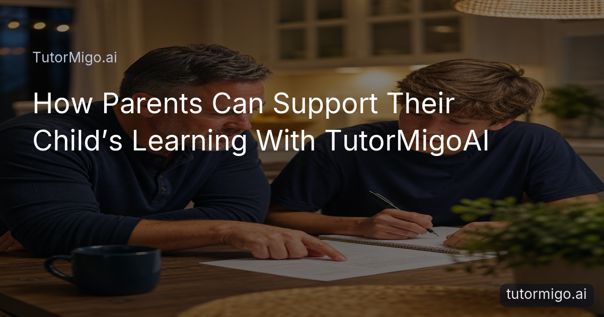 A parent supports a high-school student reviewing ACT practice work at a kitchen table.