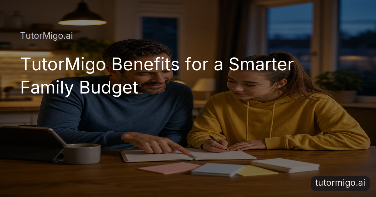 A parent and student review study materials together at a kitchen table while planning affordable academic support.