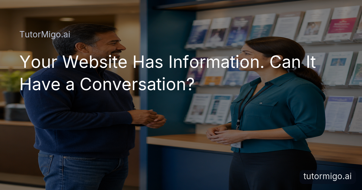 A customer has a natural conversation with a service representative in a modern business reception area.