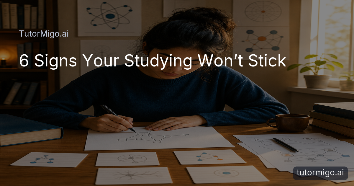A student practices recalling a lesson from memory beside flashcards and study materials at a desk.