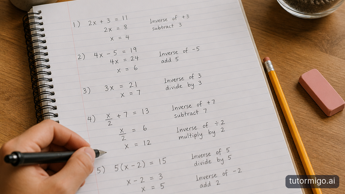 Practice feels less overwhelming when you know what you are practicing and how progress will be judged. Start with a small target: solve five linear equations w