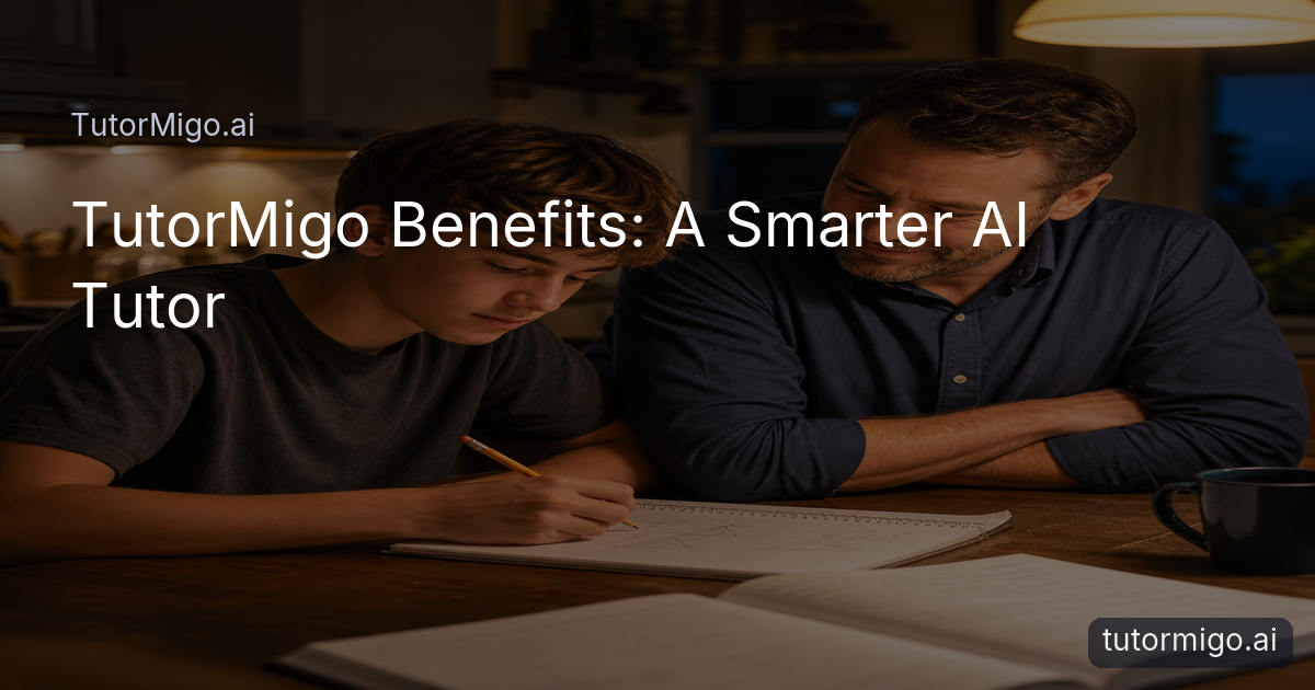 A high school student studies a difficult math problem with a parent at a warmly lit kitchen table.