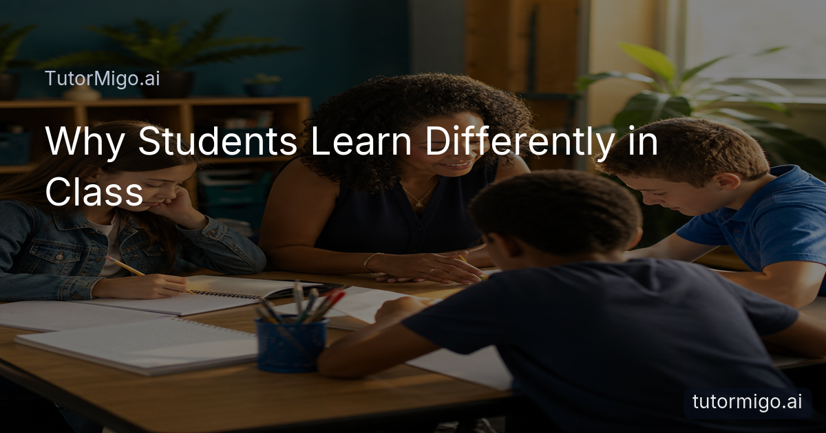 A teacher supports three students working at different levels and paces around the same classroom table.