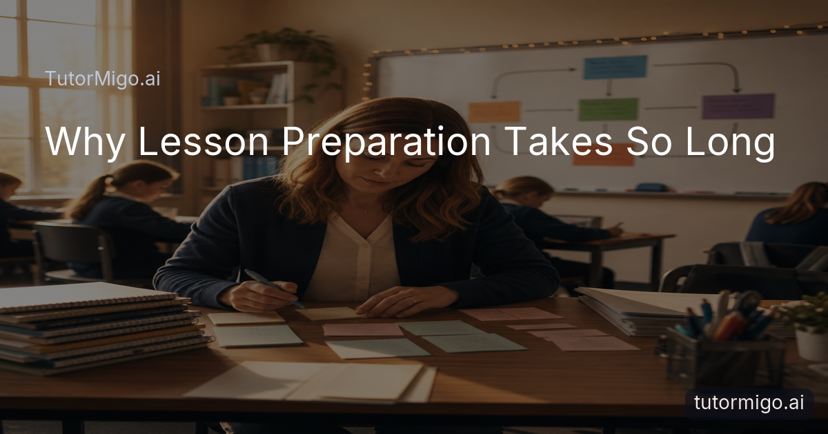 A teacher prepares a personalised lesson while students study independently in a warmly lit classroom.