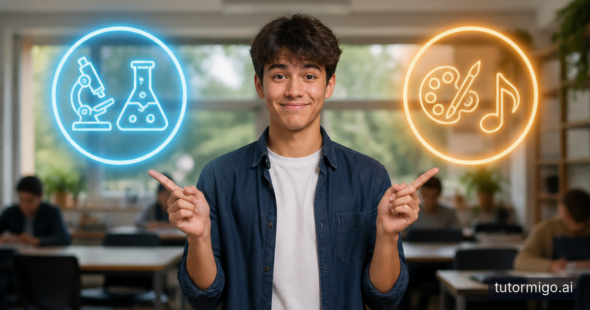 A high-school student explains highlighted passage evidence to a parent at a kitchen table with a timer nearby.
