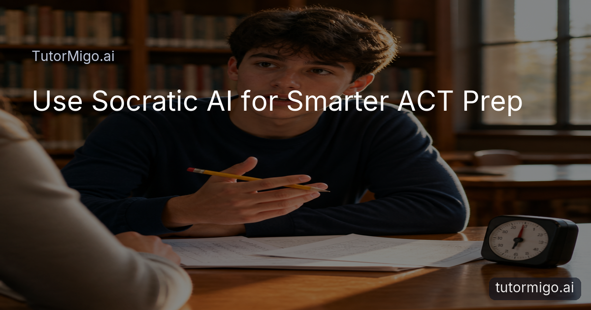 A high-school student thoughtfully reviewing ACT practice questions at a library table beside a timer and marked papers.