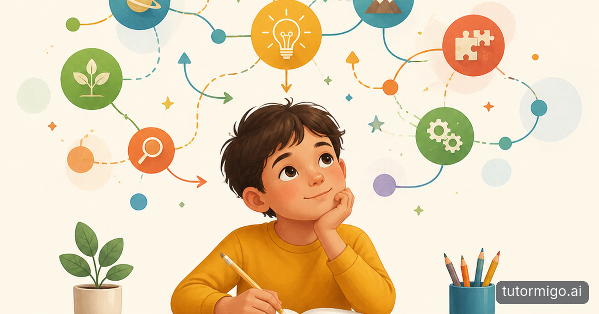 A parent calmly supports a worried child who is looking at math worksheets at a kitchen table.