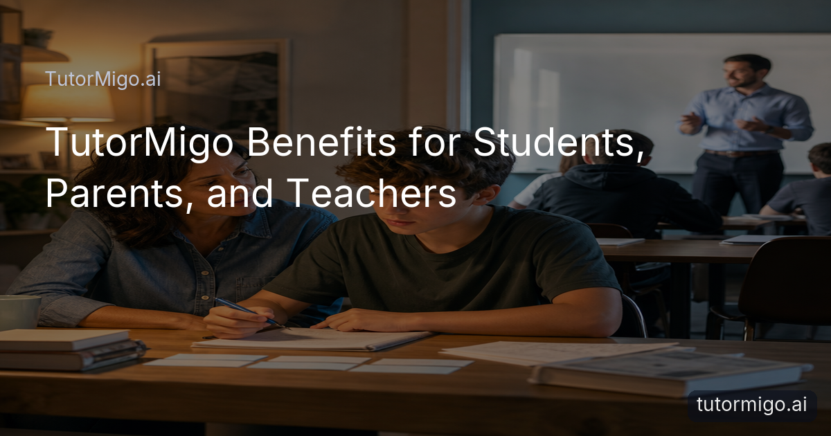 A student studies with support from a parent while a teacher guides learning in a warm, collaborative setting.