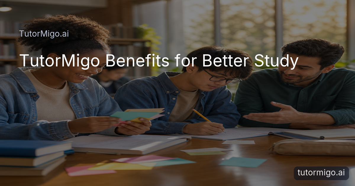 Students use flashcards, solve a problem, and discuss an organized study plan together in a bright library.