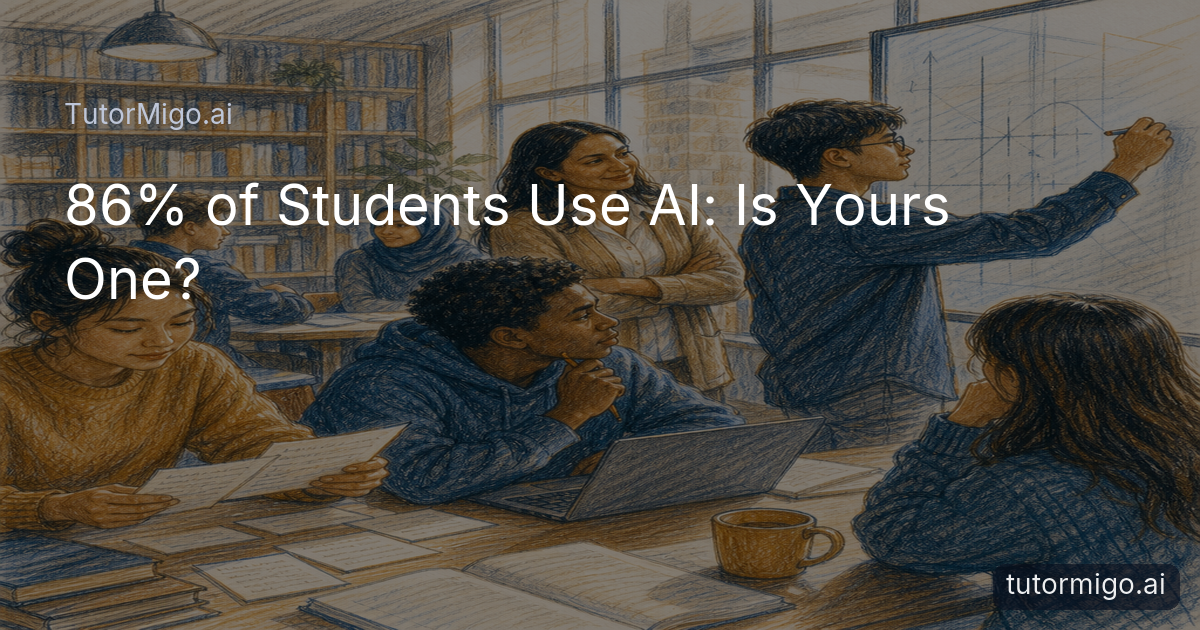 Diverse students study together with flashcards, notes, and a teacher in a warmly lit library.