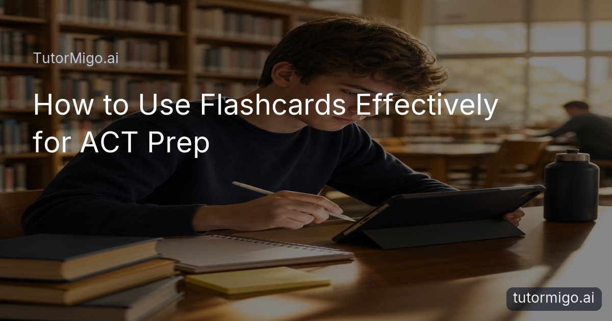 A high-school student actively testing themselves with digital flashcards while preparing for the ACT, showing how to use flashcards effectively.
