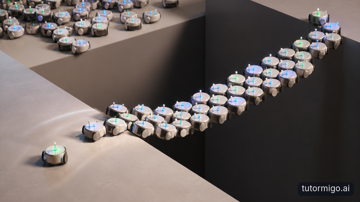 Illustration: Why swarm robotics starts with a crowd of simple machines