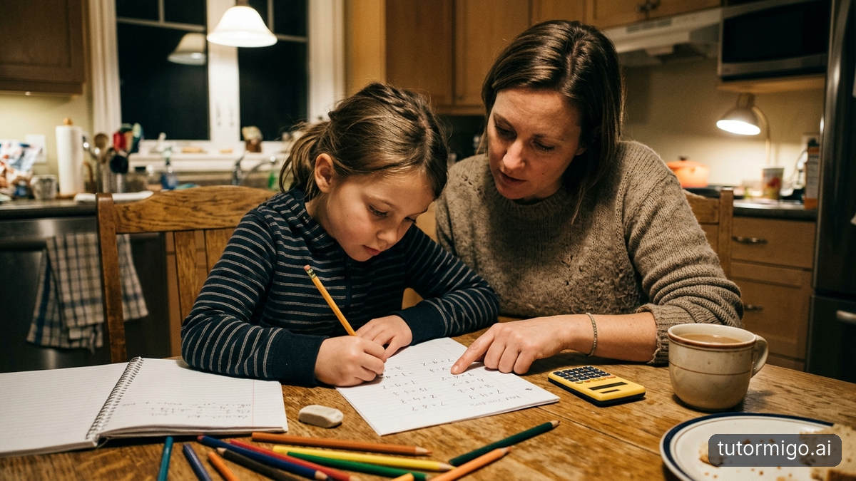 Illustration: 8:15 PM: When Homework Takes Over the Kitchen Table