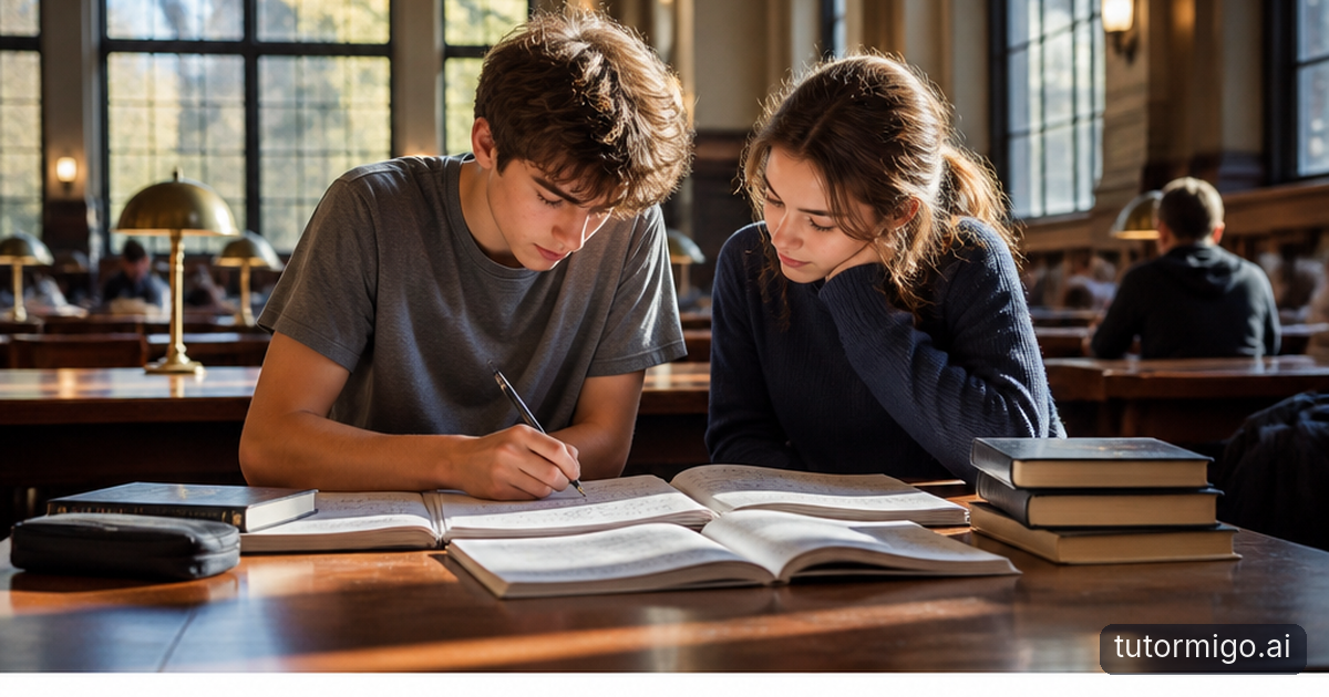 Two high-school students use curve sketches, tangent lines, and shaded regions to explore calculus at a classroom whiteboard.