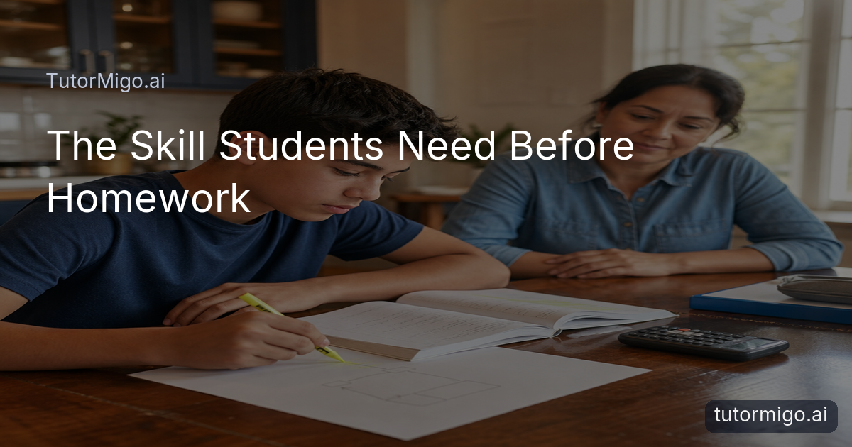 A student studies a difficult homework problem while marking important information and planning the next steps.