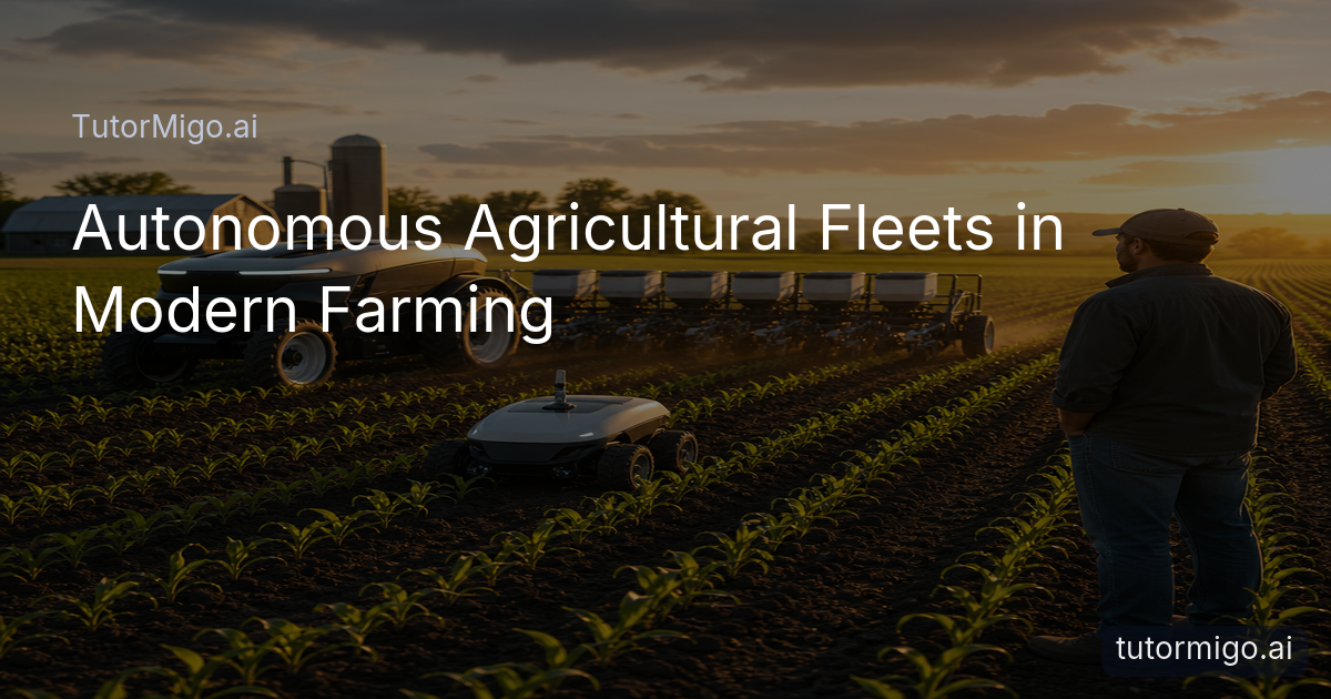 An autonomous tractor and compact weeding robot work between crop rows while a farmer observes from the edge of a field.